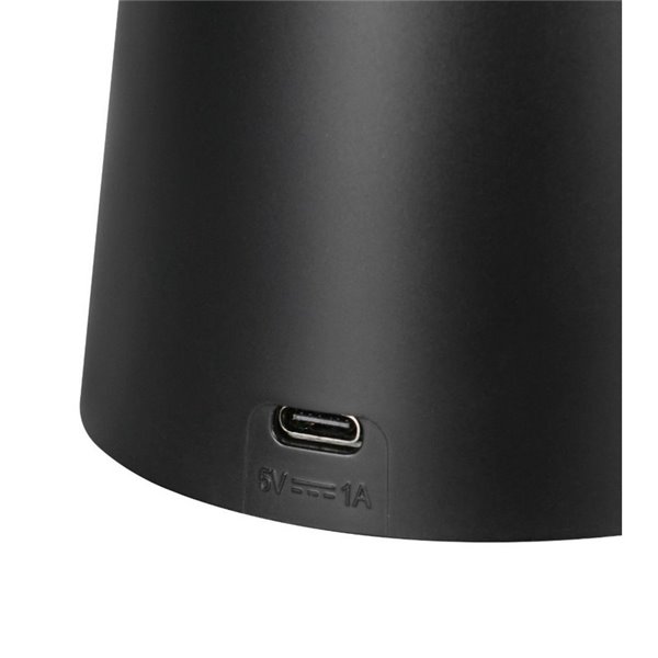 Candeeiro de mesa moderno CIRRUS RGB LED, recarregável USB-C + pilhas, preto