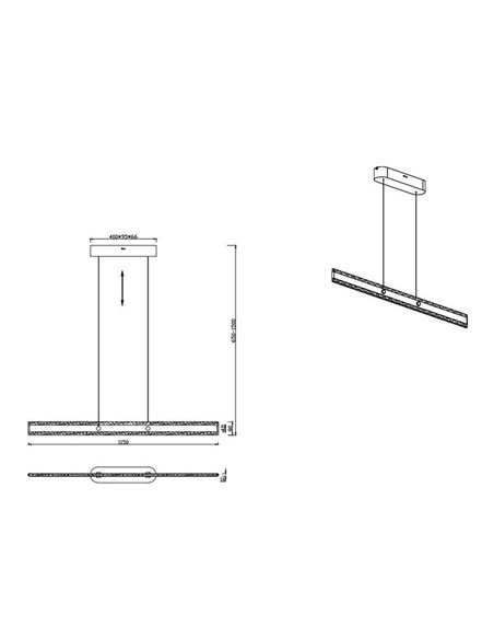 Luminária de teto LED ARCOLA 35W 4100lm, interruptor DIP regulável 2300+3000+4000K IP20 preta