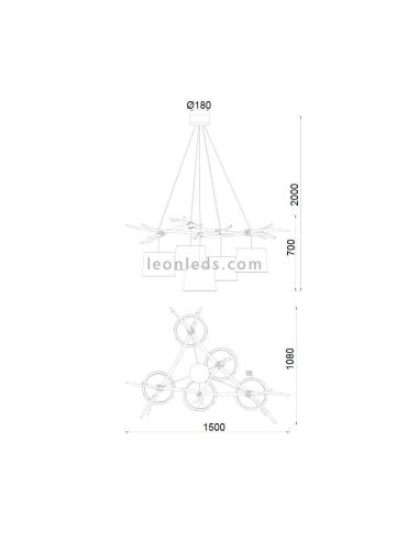 Lámpara Colgante de Techo Rústica Serie Sabina 5L para estilos nórdicos al mejor precio | LeonLeds Iluminación