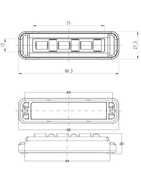 Kit de 3 mini-feux de détresse LED ambrés noirs W285, 12/24 V | 5 programmes | IP68 | CEM R10 | Synchronisation maître/esclave