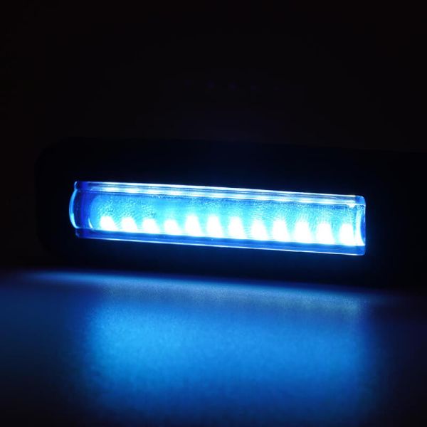 Barra LED mini estroboscópica azul W283 serie 2464 KR 12/24V | 4 programas | 12 LED | IP68 IP6K9K | Homologada XB1 EMC R10