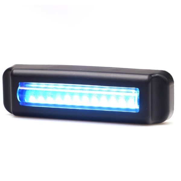 Barra LED mini estroboscópica azul W283 serie 2464 KR 12/24V | 4 programas | 12 LED | IP68 IP6K9K | Homologada XB1 EMC R10