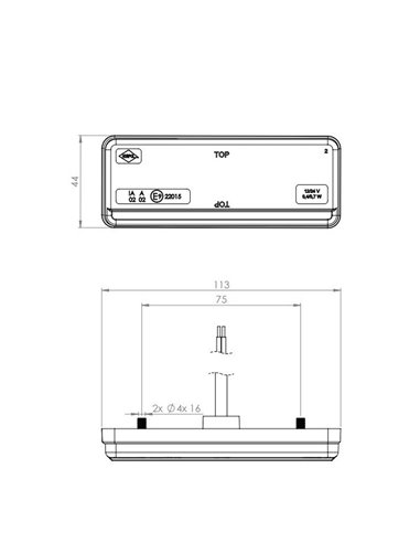 Luz de LED ultrafina 12/24 V com aprovação IP68 IA R1 A SM1, branca, âmbar e vermelha