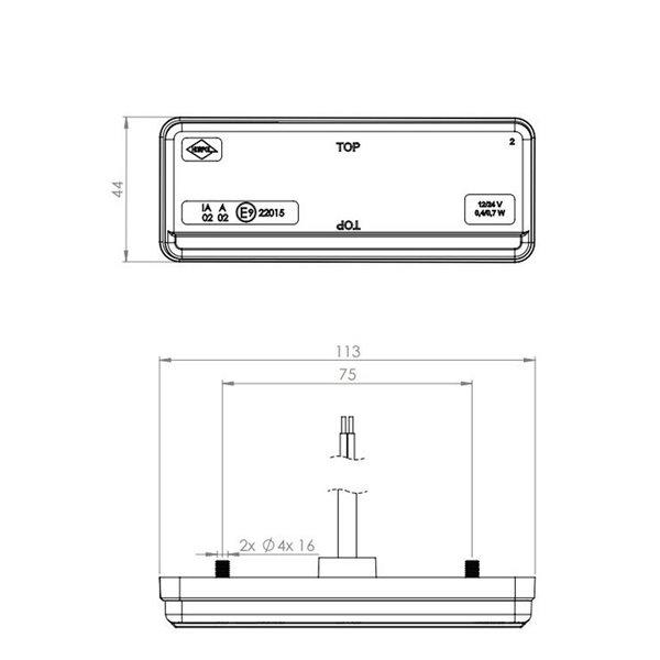 Luz de LED ultrafina 12/24 V com aprovação IP68 IA R1 A SM1, branca, âmbar e vermelha