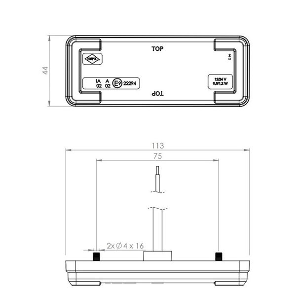 Feu de gabarit à LED avec réflecteur, blanc, orange et rouge, 12/24 V, homologué IP68 IA R1 A SM1