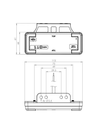 Refletor de luz de LED com suporte 12/24V IP68 aprovado IA R1 A SM1 branco, âmbar e vermelho
