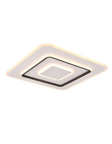 Luminária de teto LED quadrada JORA 55W 6400lm, 60x60cm, regulável, luz noturna de 2700-6000K e memória IP20