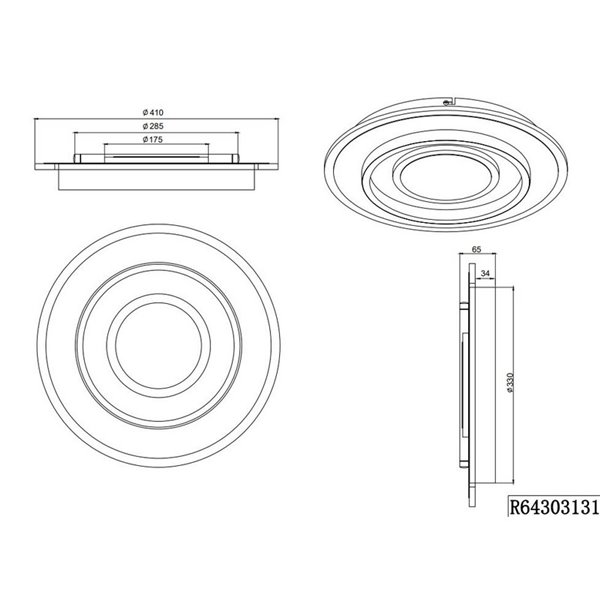 Plafón redondo de techo Ø41cm JORA 46W 5400lm, regulable 2700-6000K IP20
