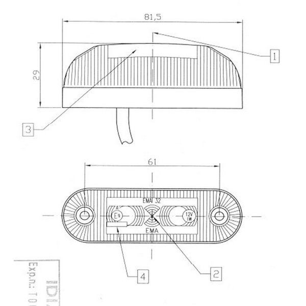 Luz de gálibo LED ovalada, de esquina 12/24V blanco, ámbar, rojo, IP68 homologado R1 A SM1