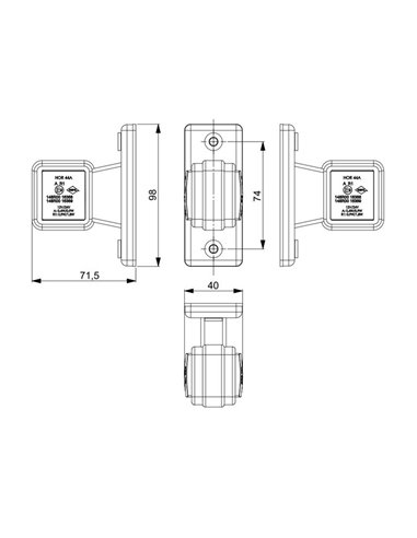 Piloto de gálibo LED, brazo recto 12/24V IP68 sin mano homologado A R1