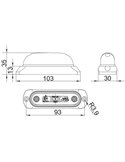 Piloto de gálibo LED ovalado con soporte de goma 12/24V IP68 homologado R1 A SM1