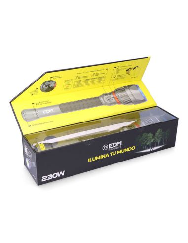 Caja Linterna LED recargable 23000 lm con zoom e indicador de carga USB-C | Power Bank | 5 modos de luz | Largo alcance IP67