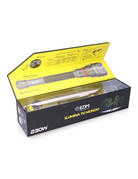 Caja Linterna LED recargable 23000 lm con zoom e indicador de carga USB-C | Power Bank | 5 modos de luz | Largo alcance IP67