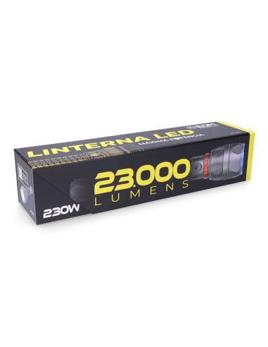 Linterna LED recargable 23000 lm con zoom e indicador de carga USB-C | Power Bank | 5 modos de luz | Largo alcance IP67