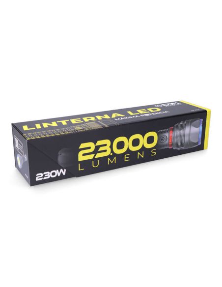 Linterna LED recargable 23000 lm con zoom e indicador de carga USB-C | Power Bank | 5 modos de luz | Largo alcance IP67