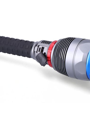Linterna LED recargable 23000 lm con zoom e indicador de carga USB-C | Power Bank | 5 modos de luz | Largo alcance IP67