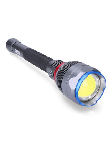 Linterna LED recargable 23000 lm con zoom e indicador de carga USB-C | Power Bank | 5 modos de luz | Largo alcance IP67