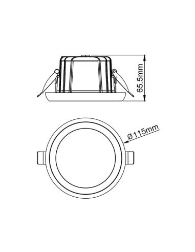 Downlight empotrable LED 10W TAMPA, blanco, 950Lm, CTT (2700K,3200K,4000K), corte 95mm, 75º, IP65