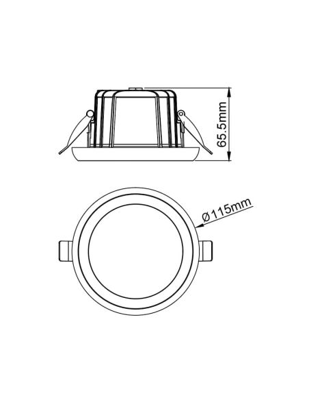 Downlight empotrable LED 10W TAMPA, blanco, 950Lm, CTT (2700K,3200K,4000K), corte 95mm, 75º, IP65