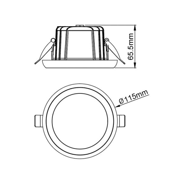 Downlight empotrable LED 10W TAMPA, blanco, 950Lm, CTT (2700K,3200K,4000K), corte 95mm, 75º, IP65