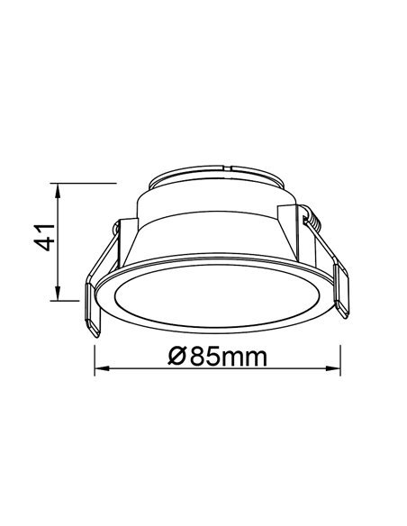 Anel embutido LED SUNSET 10W, branco/preto/dourado, recorte de 75 mm