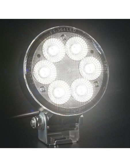 Faro LED de trabajo FT-365 LED SLIM 1600Lm largo alcance 12–36V | Redondo | IP69K | Cable 1,5 m | Homologado EMC R10
