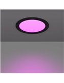 Downlight LED empotrable negro RGB+TW Ø168mm negro FUEVA 6-Z, IP44, CTT (2700K-4000K-6500K), 9,5W 1150Lm