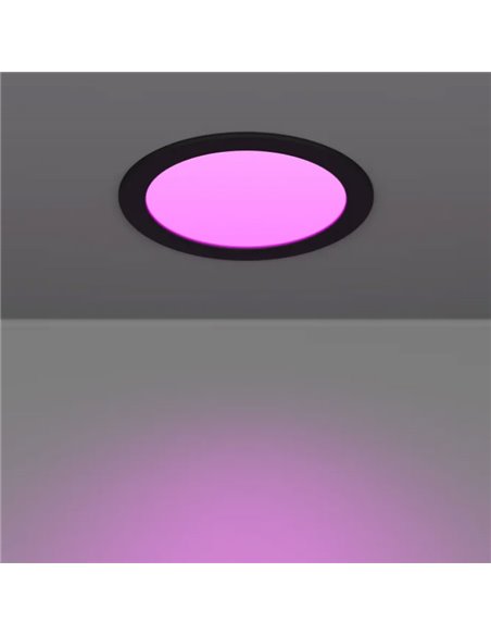 Downlight LED empotrable negro RGB+TW Ø168mm negro FUEVA 6-Z, IP44, CTT (2700K-4000K-6500K), 9,5W 1150Lm