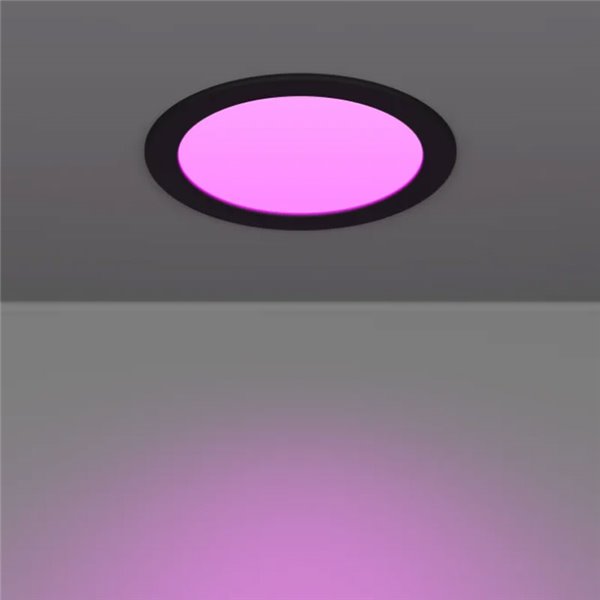 Downlight LED empotrable negro RGB+TW Ø168mm negro FUEVA 6-Z, IP44, CTT (2700K-4000K-6500K), 9,5W 1150Lm