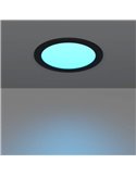 Downlight LED empotrable negro RGB+TW Ø168mm negro FUEVA 6-Z, IP44, CTT (2700K-4000K-6500K), 9,5W 1150Lm
