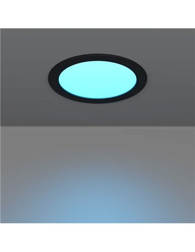 Downlight LED empotrable negro RGB+TW Ø168mm negro FUEVA 6-Z, IP44, CTT (2700K-4000K-6500K), 9,5W 1150Lm