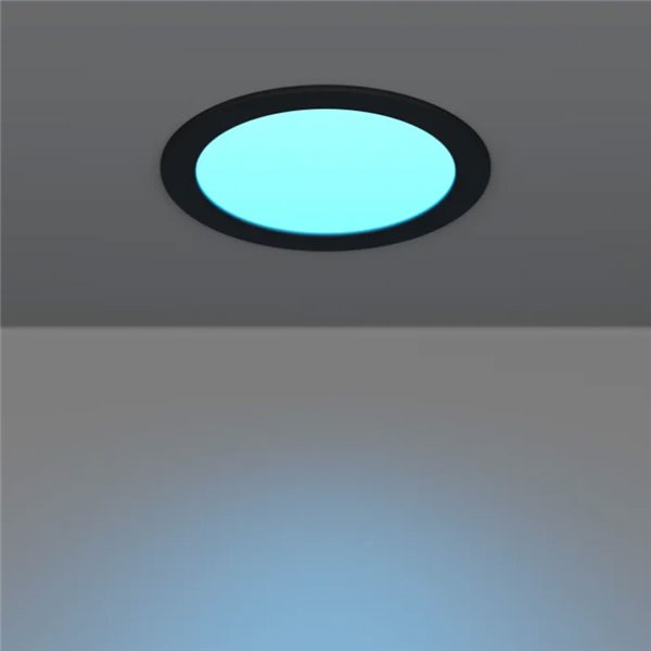 Downlight LED noir RGB+TW Ø168mm noir FUEVA 6-Z, IP44, CTT (2700K-4000K-6500K), 9,5W 1150Lm