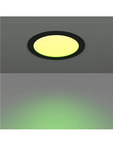 Downlight LED empotrable negro RGB+TW Ø168mm negro FUEVA 6-Z, IP44, CTT (2700K-4000K-6500K), 9,5W 1150Lm