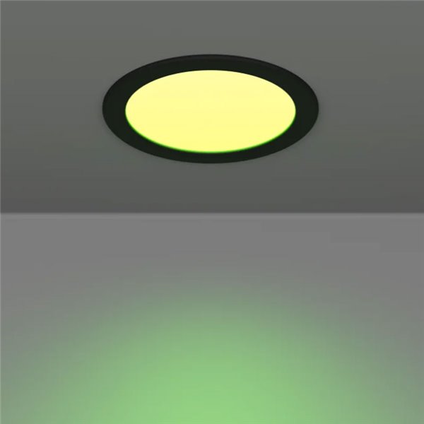 Downlight LED empotrable negro RGB+TW Ø168mm negro FUEVA 6-Z, IP44, CTT (2700K-4000K-6500K), 9,5W 1150Lm