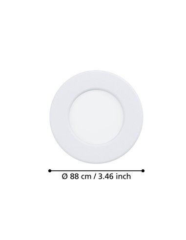 Downlight LED empotrable blanco FUEVA 6, CCT (2700K-4000K-6500K), 3,7W 450Lm, Ø88mm, IP20