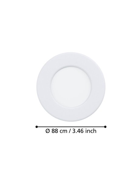 Downlight LED empotrable blanco FUEVA 6, CCT (2700K-4000K-6500K), 3,7W 450Lm, Ø88mm, IP20