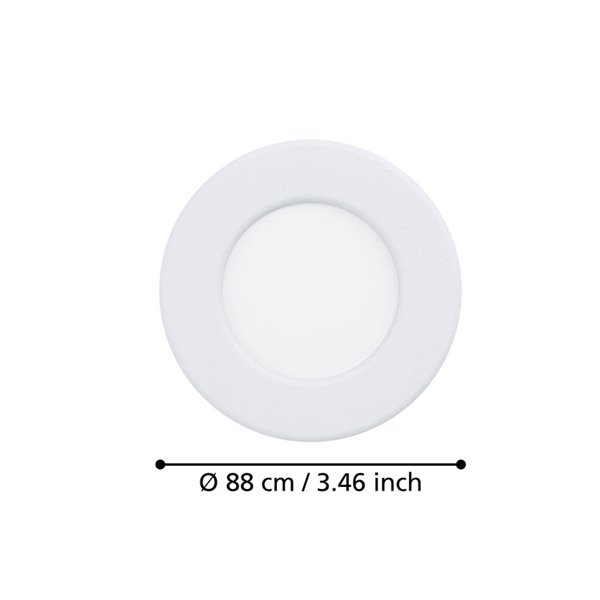 Downlight LED blanc FUEVA 6, CCT (2700K-4000K-6500K), 3,7W 450Lm, Ø88mm, IP20
