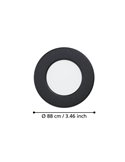 Downlight LED empotrable negro FUEVA 6, CCT (2700K-4000K-6500K), 3,7W 450Lm, Ø88mm, IP20