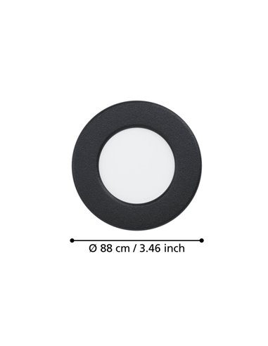 Downlight LED empotrable negro FUEVA 6, CCT (2700K-4000K-6500K), 3,7W 450Lm, Ø88mm, IP20