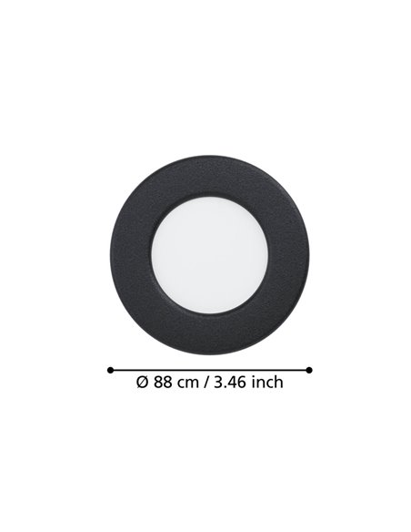 Downlight LED empotrable negro FUEVA 6, CCT (2700K-4000K-6500K), 3,7W 450Lm, Ø88mm, IP20