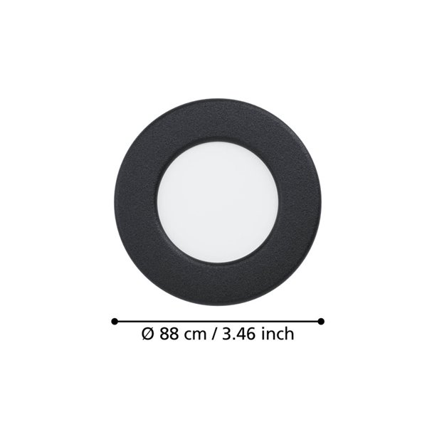 Downlight LED empotrable negro FUEVA 6, CCT (2700K-4000K-6500K), 3,7W 450Lm, Ø88mm, IP20