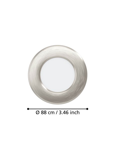 Downlight LED empotrable níquel mate FUEVA 6, CCT (2700K-4000K-6500K), 3,7W 450Lm, Ø88mm, IP20
