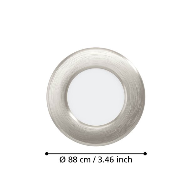 Downlight LED empotrable níquel mate FUEVA 6, CCT (2700K-4000K-6500K), 3,7W 450Lm, Ø88mm, IP20