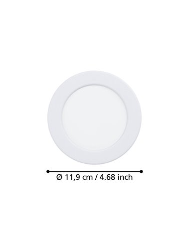 Downlight empotrable LED Ø119 blanco FUEVA 6, CCT (2700K-4000K-6500K), 6,3W 720Lm, IP20