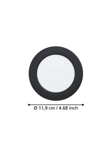 Downlight empotrable LED Ø119 negro FUEVA 6, CCT (2700K-4000K-6500K), 6,3W 720Lm, IP20