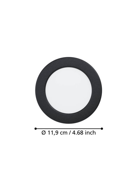 Downlight empotrable LED Ø119 negro FUEVA 6, CCT (2700K-4000K-6500K), 6,3W 720Lm, IP20