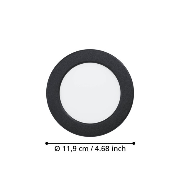 Downlight empotrable LED Ø119 negro FUEVA 6, CCT (2700K-4000K-6500K), 6,3W 720Lm, IP20