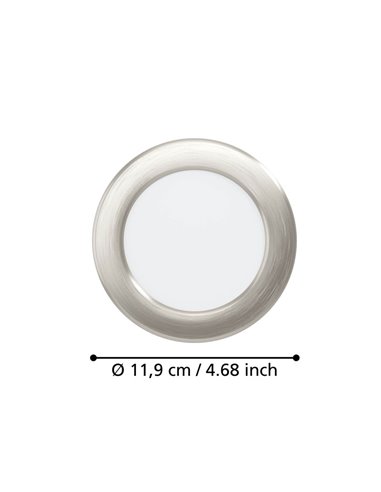 Downlight LED Ø119 nickel mat FUEVA 6, CCT (2700K-4000K-6500K), 6,3W 720Lm, IP20