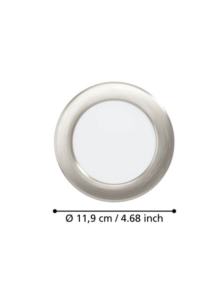 Downlight LED portátil Ø119 níquel mate FUEVA 6, CCT (2700K-4000K-6500K), 6,3W 720Lm, IP20