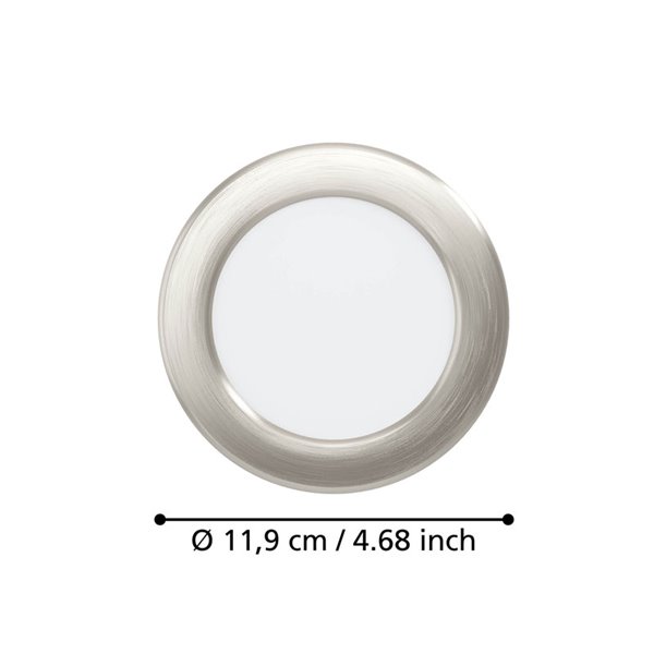 Downlight empotrable LED Ø119 niquel mate FUEVA 6, CCT (2700K-4000K-6500K), 6,3W 720Lm, IP20